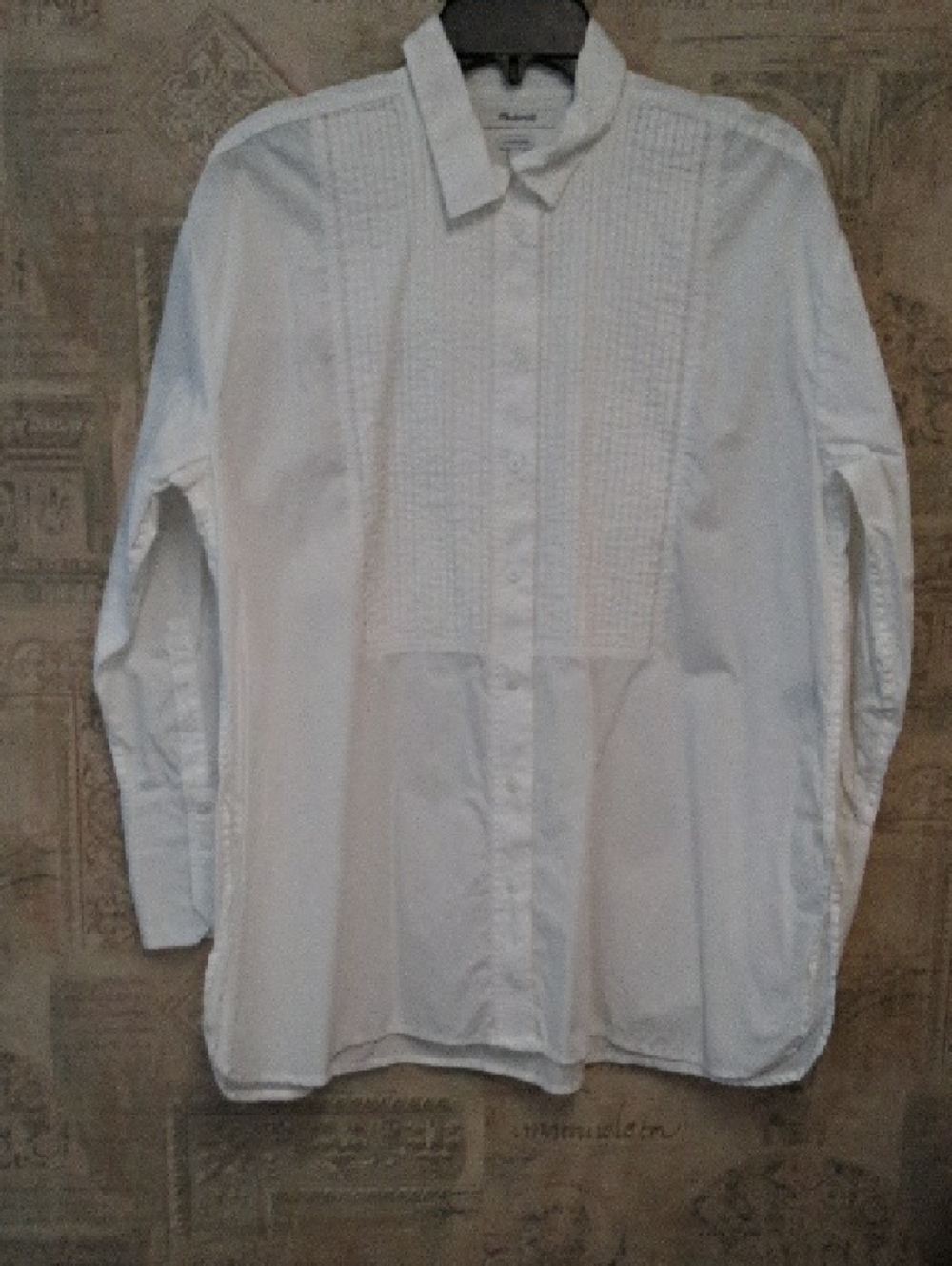 Madewell White Button-Up Shirt with Pintuck Front NWOT